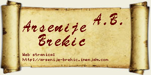 Arsenije Brekić vizit kartica